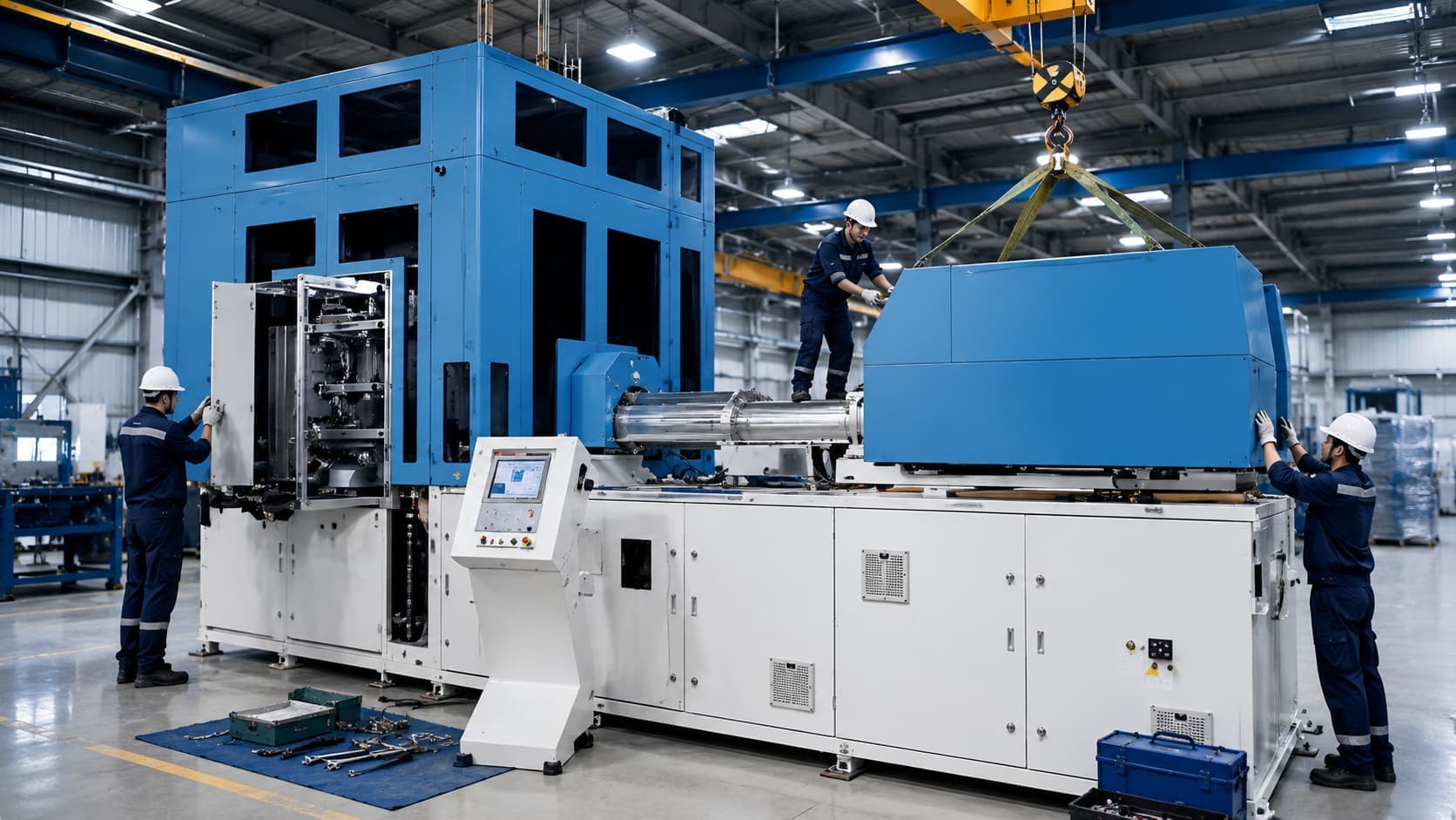 Machine installation, setup and validation for ISBM lines